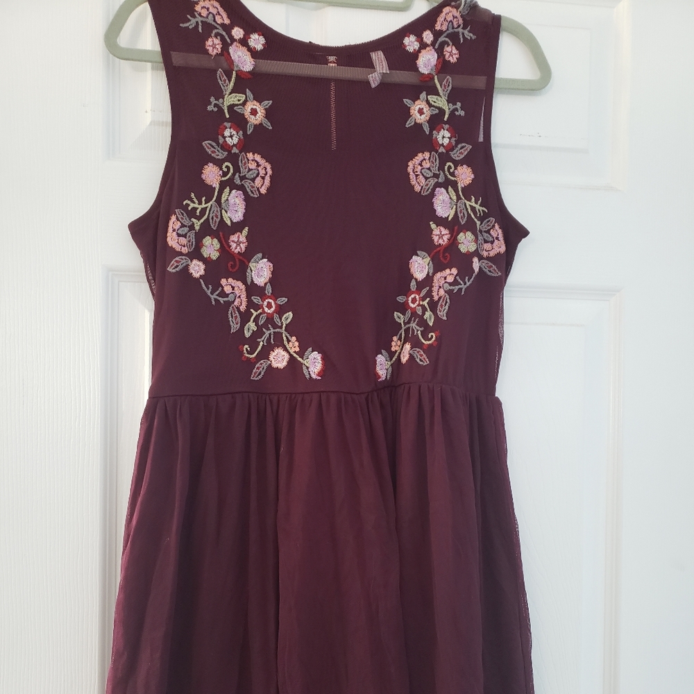 Target purple dress with floral embroidery